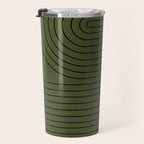 Minimal Line Curvature XVIII Dark Green Mid Century Modern Arch Abstract Travel Mug Gallery Image 3
