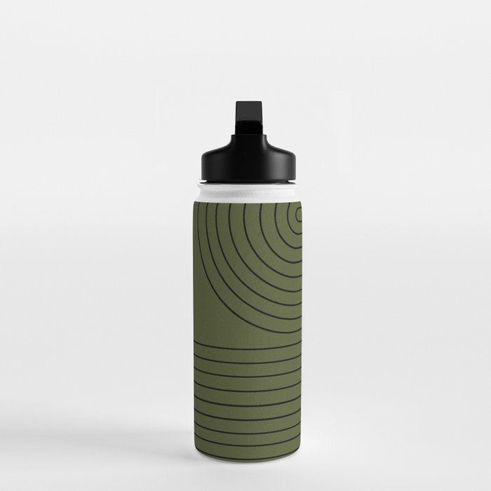 Minimal Line Curvature XVIII Dark Green Mid Century Modern Arch Abstract Water Bottle Gallery Image 3