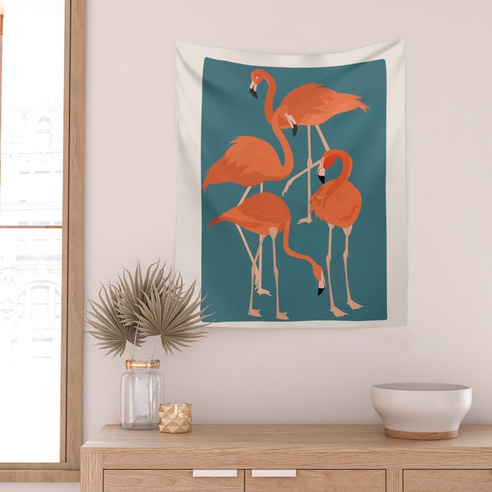 Graceful Flamingos 3 Wall Tapestry Gallery Image 2