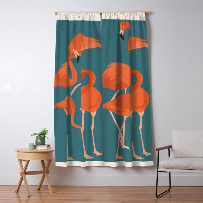 Graceful Flamingos 3 Window Curtain Gallery Image 1