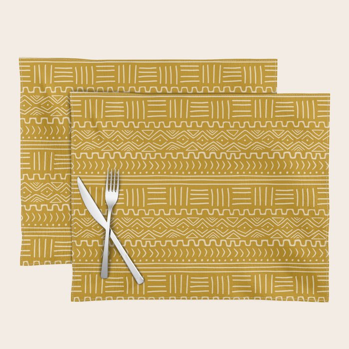 Mud Cloth on Mustard Placemat