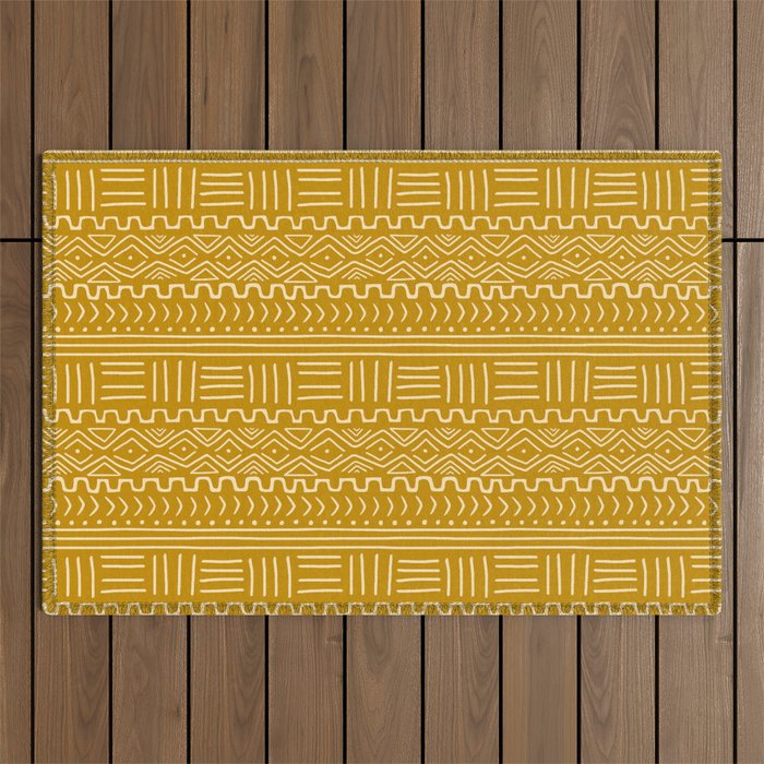 Mud Cloth on Mustard Outdoor Rug Gallery Image 1