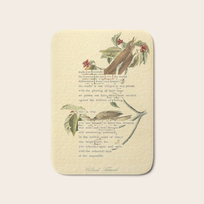 Wood Thrush Divination from # An Almanac of Birds # Divinations for Uncertain Days Art Print Bath Mat Gallery Image 1