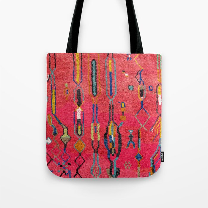 Traditional Moroccan Berber Carpet Arwtork Tote Bag Gallery Image 1