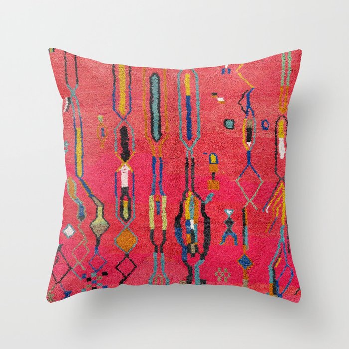 Traditional Moroccan Berber Carpet Arwtork Throw Pillow Gallery Image 1