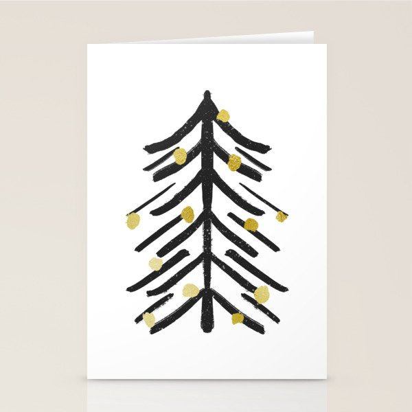 Black and gold spiky tree Stationery Card Gallery Image 1