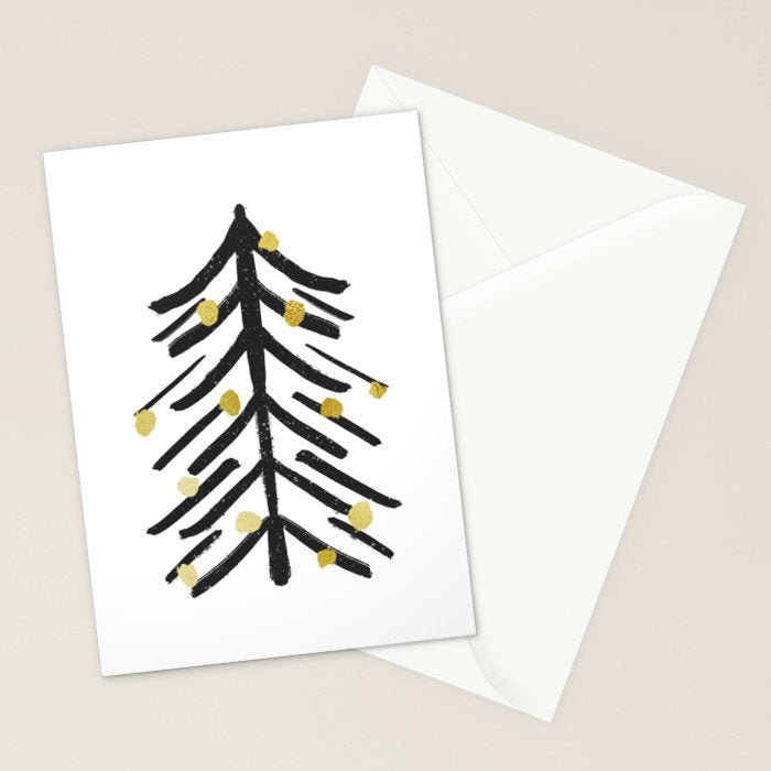 Black and gold spiky tree Stationery Card Gallery Image 2