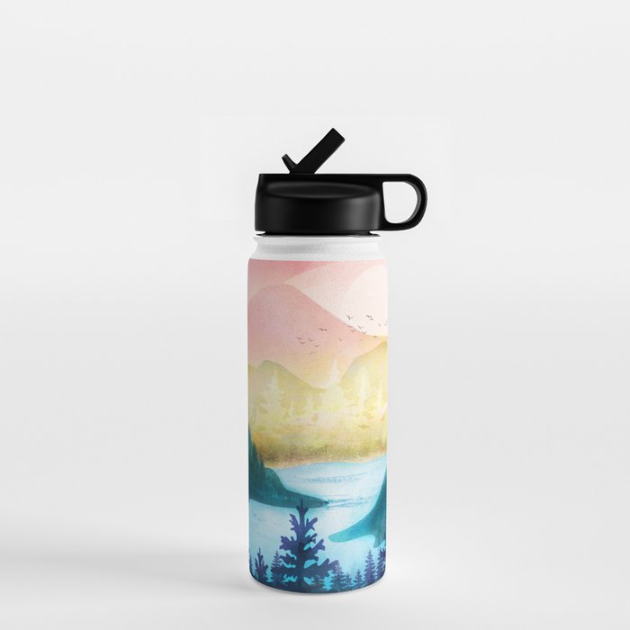 Lake beneath the towering hills Water Bottle Gallery Image 1