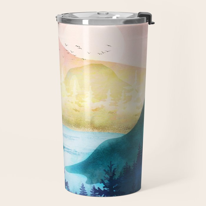Lake beneath the towering hills Travel Mug Gallery Image 2