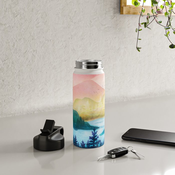 Lake beneath the towering hills Water Bottle Gallery Image 4