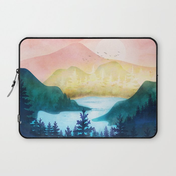 Lake beneath the towering hills Laptop Sleeve Gallery Image 1