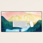 Lake beneath the towering hills Desk Mat Gallery Image 1