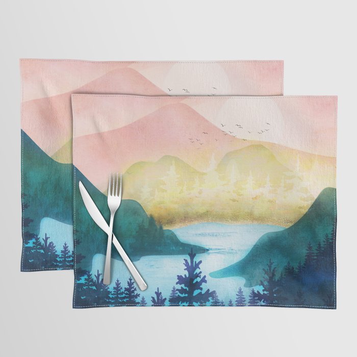 Lake beneath the towering hills Placemat Gallery Image 1