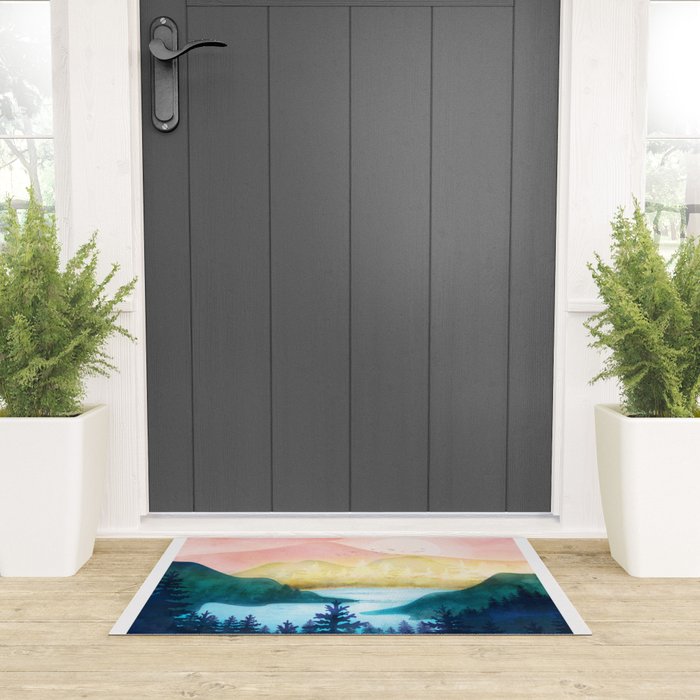 Lake beneath the towering hills Welcome Mat Gallery Image 3