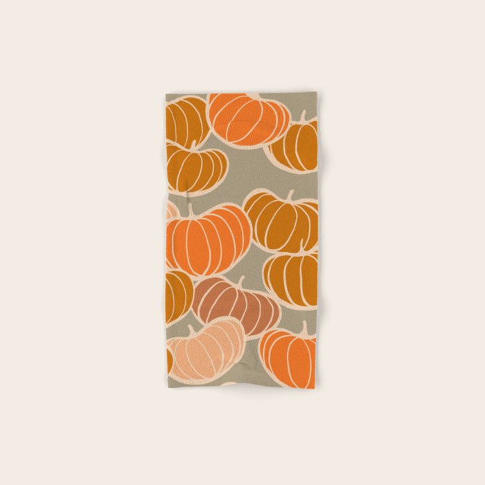 Retro Pumpkin cosy Fall Pattern  Bath Towel Gallery Image 1