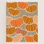 Retro Pumpkin cosy Fall Pattern  Jigsaw Puzzle Gallery Image 1