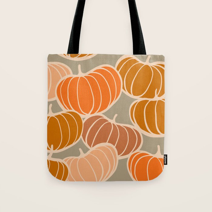 Retro Pumpkin cosy Fall Pattern  Tote Bag Gallery Image 1