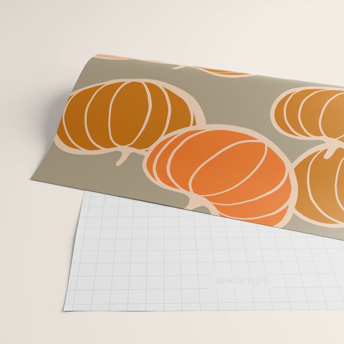 Retro Pumpkin cosy Fall Pattern  Wrapping Paper Gallery Image 2