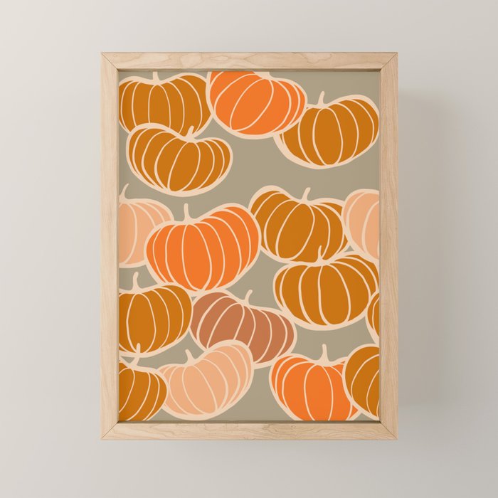Retro Pumpkin cosy Fall Pattern  Mini Art Print Gallery Image 1