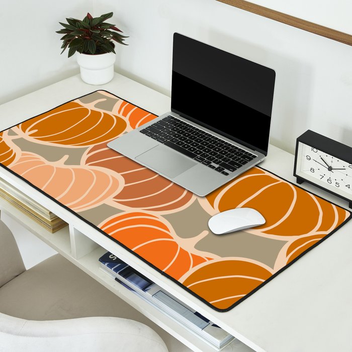 Retro Pumpkin cosy Fall Pattern  Desk Mat Gallery Image 2