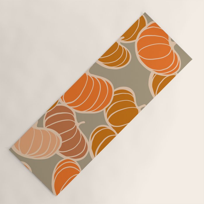 Retro Pumpkin cosy Fall Pattern  Yoga Mat Gallery Image 1
