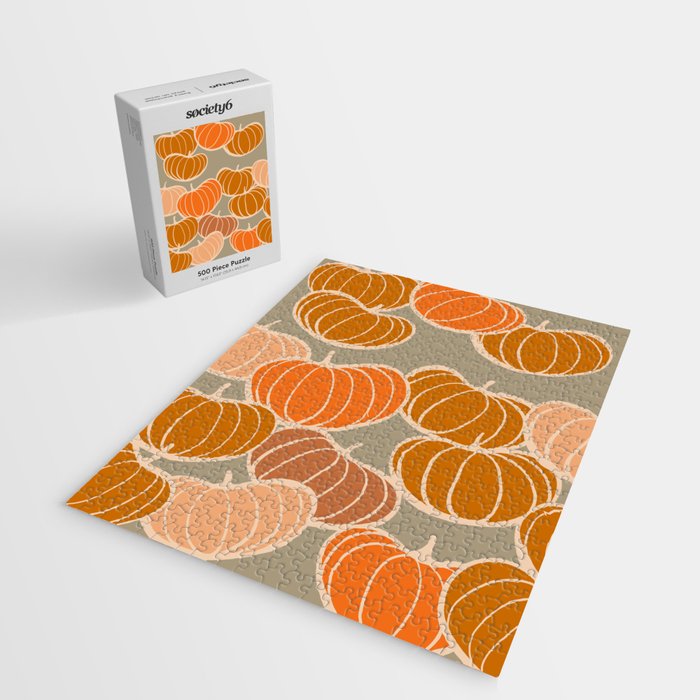 Retro Pumpkin cosy Fall Pattern  Jigsaw Puzzle Gallery Image 2
