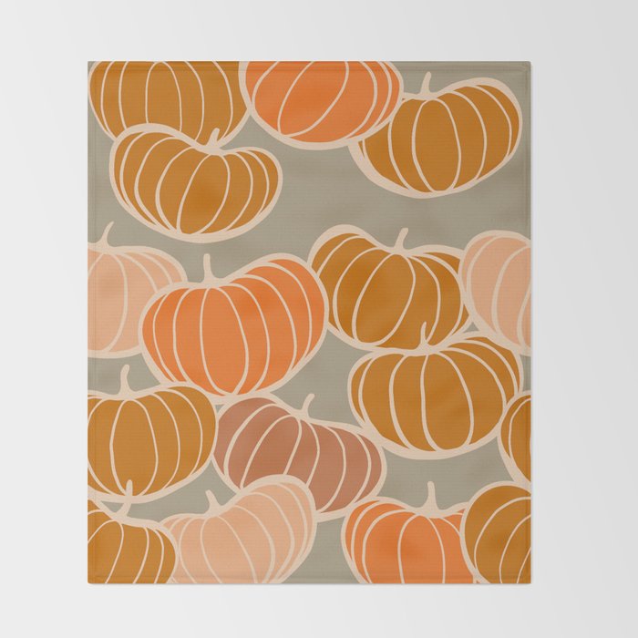 Retro Pumpkin cosy Fall Pattern  Throw Blanket Gallery Image 2