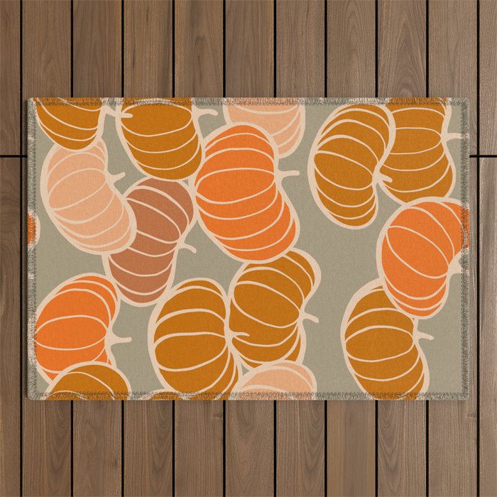 Retro Pumpkin cosy Fall Pattern  Outdoor Rug Gallery Image 1
