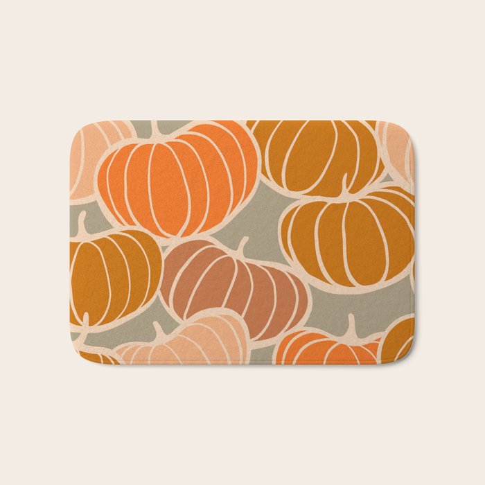 Retro Pumpkin cosy Fall Pattern  Bath Mat Gallery Image 1