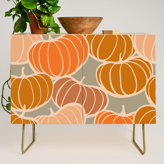 Retro Pumpkin cosy Fall Pattern  Credenza Gallery Image 1