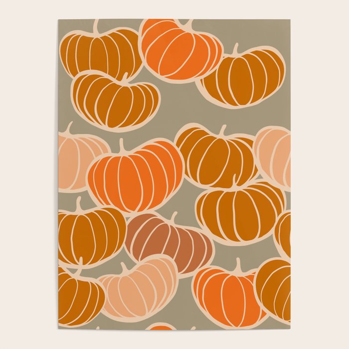 Retro Pumpkin cosy Fall Pattern  Poster Gallery Image 4