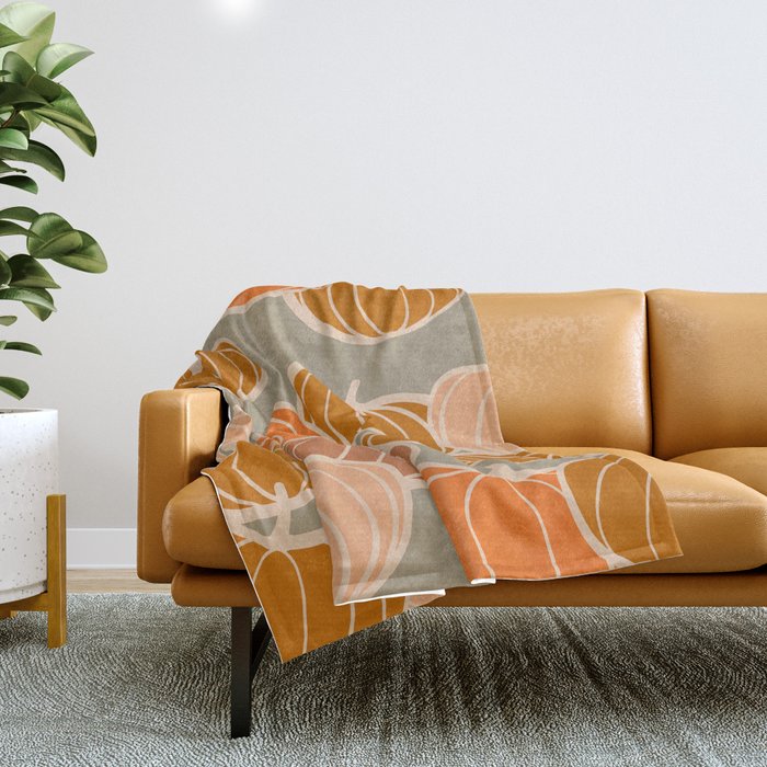 Retro Pumpkin cosy Fall Pattern  Throw Blanket Gallery Image 1