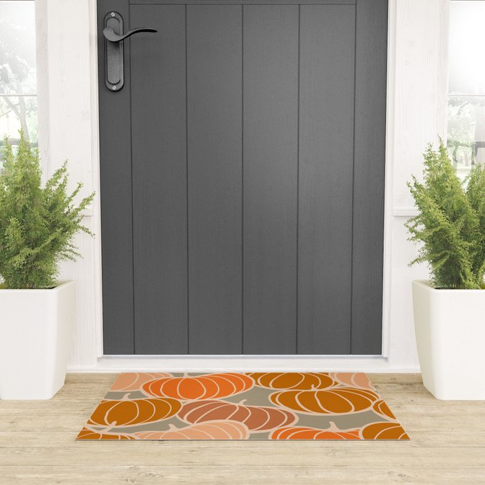Retro Pumpkin cosy Fall Pattern  Welcome Mat Gallery Image 3