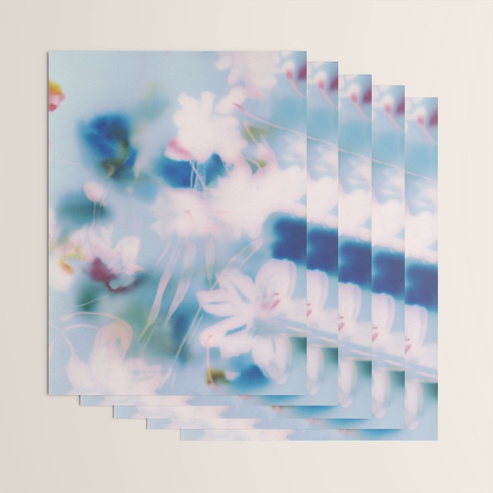 Soft Blurred Floral Abstraction in Pastel Blue and Pink Wrapping Paper Gallery Image 3