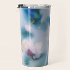 Soft Blurred Floral Abstraction in Pastel Blue and Pink Travel Mug Gallery Image 3