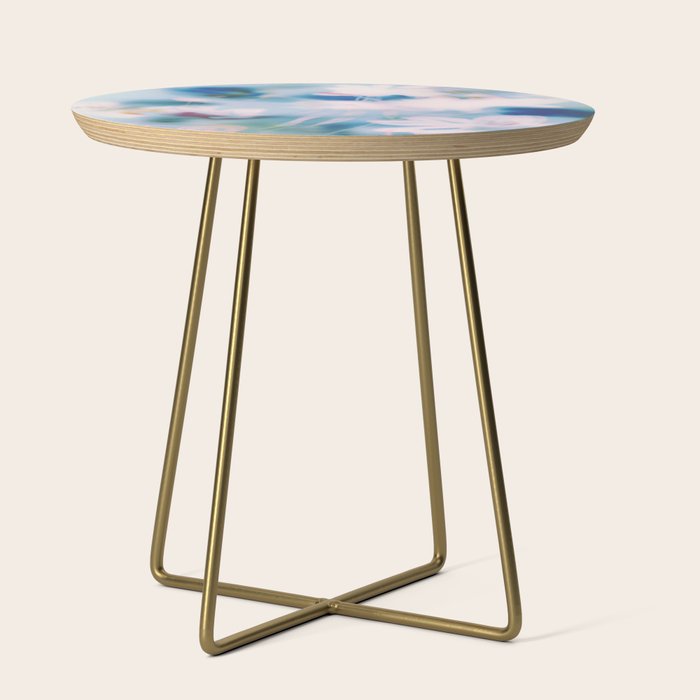 Soft Blurred Floral Abstraction in Pastel Blue and Pink Side Table Gallery Image 1