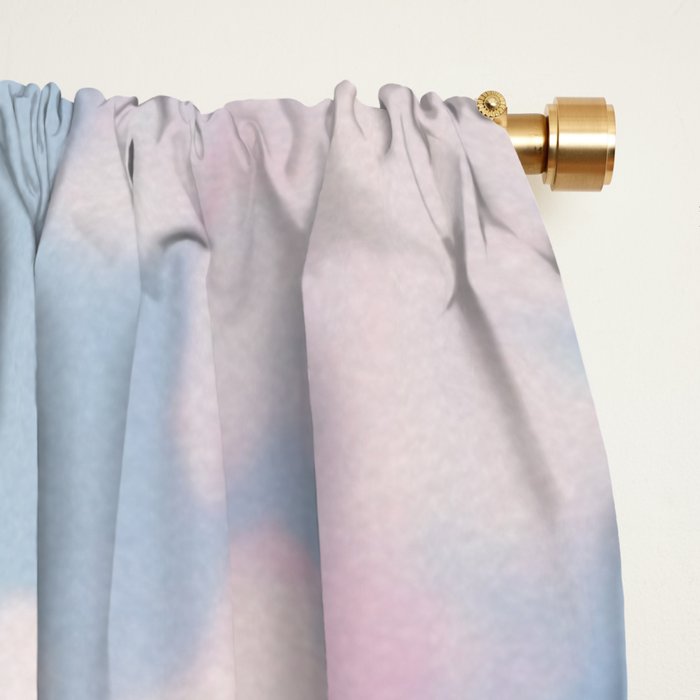 Soft Blurred Floral Abstraction in Pastel Blue and Pink Window Curtain Gallery Image 2