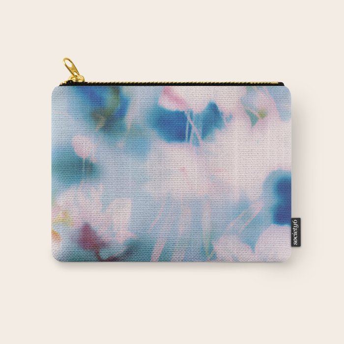 Soft Blurred Floral Abstraction in Pastel Blue and Pink Carry All Pouch Gallery Image 1