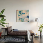 Soft Blurred Floral Abstraction in Pastel Blue and Pink Wood Wall Art Gallery Image 2