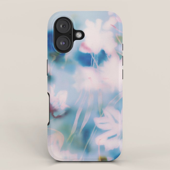 Soft Blurred Floral Abstraction in Pastel Blue and Pink iPhone Case Gallery Image 1