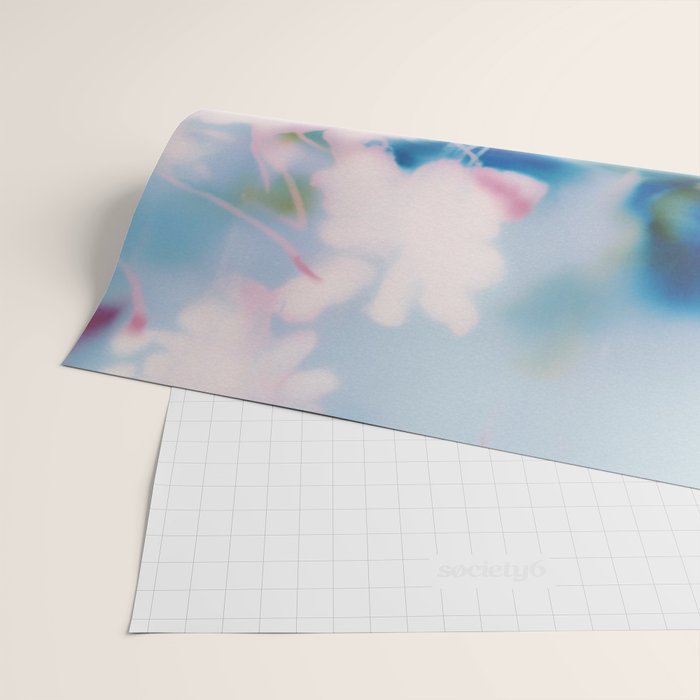 Soft Blurred Floral Abstraction in Pastel Blue and Pink Wrapping Paper Gallery Image 2