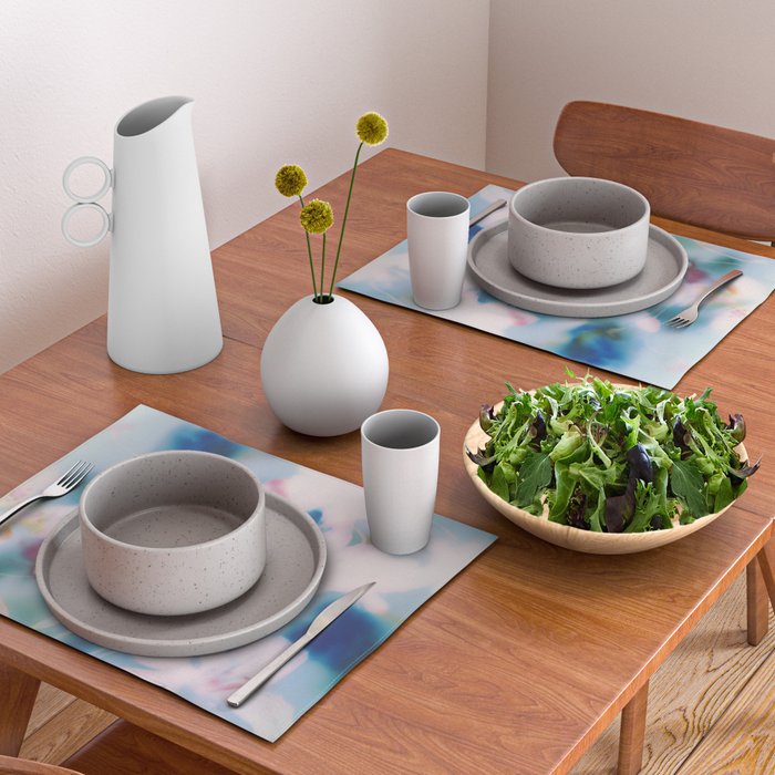 Soft Blurred Floral Abstraction in Pastel Blue and Pink Placemat Gallery Image 2