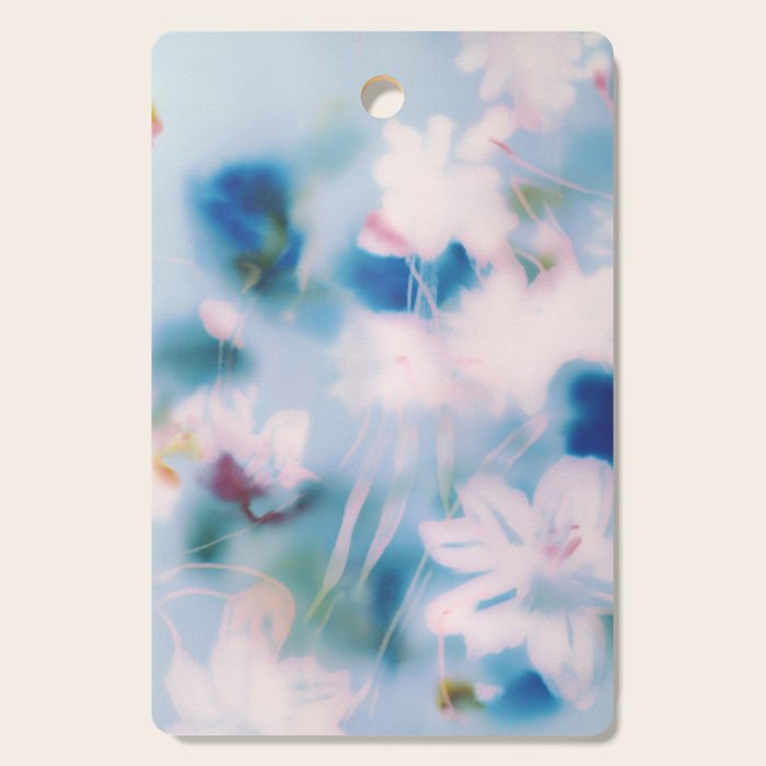 Soft Blurred Floral Abstraction in Pastel Blue and Pink Cutting Board Gallery Image 1