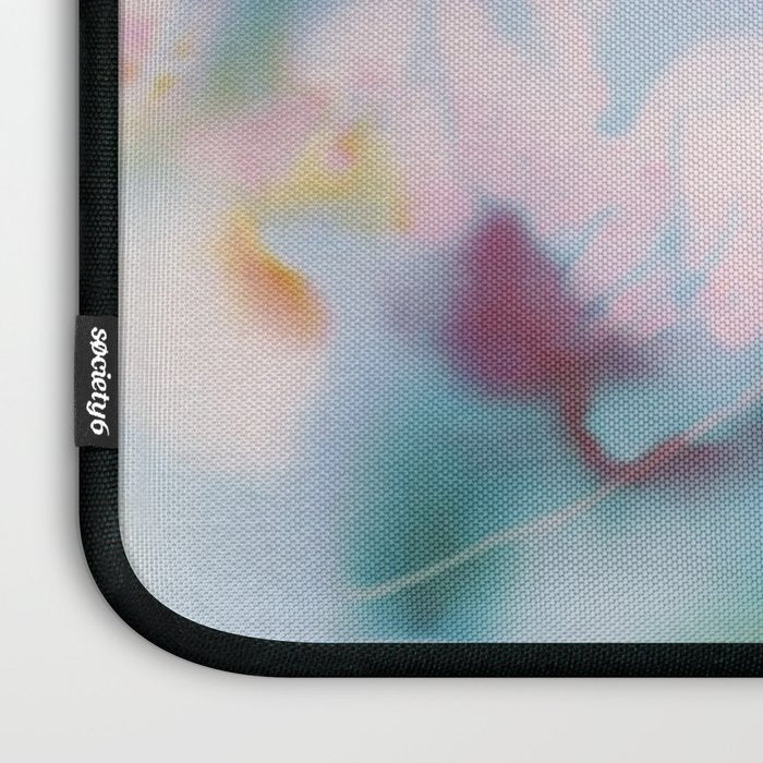 Soft Blurred Floral Abstraction in Pastel Blue and Pink Laptop Sleeve Gallery Image 3