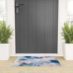 Soft Blurred Floral Abstraction in Pastel Blue and Pink Welcome Mat Gallery Image 3