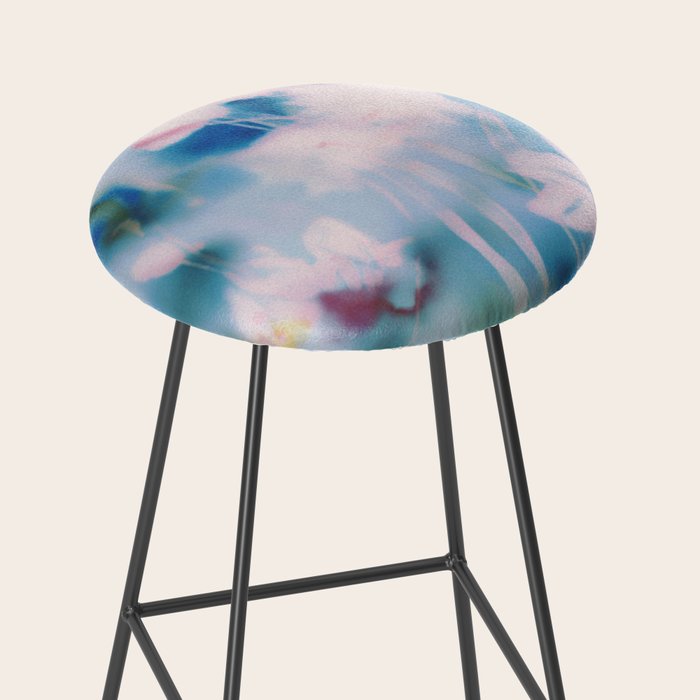 Soft Blurred Floral Abstraction in Pastel Blue and Pink Stool Gallery Image 2