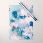 Soft Blurred Floral Abstraction in Pastel Blue and Pink Wrapping Paper Gallery Image 1