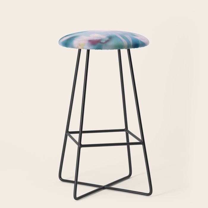 Soft Blurred Floral Abstraction in Pastel Blue and Pink Stool Gallery Image 1