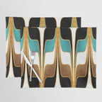 Mid Century Modern Liquid Watercolor Abstract / Faux Gold, Ocean Blue Teal, Brown, Black, White/ V1 Placemat Gallery Image 1