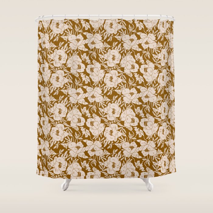 INDRA POPPY OCHRE Shower Curtain Gallery Image 1